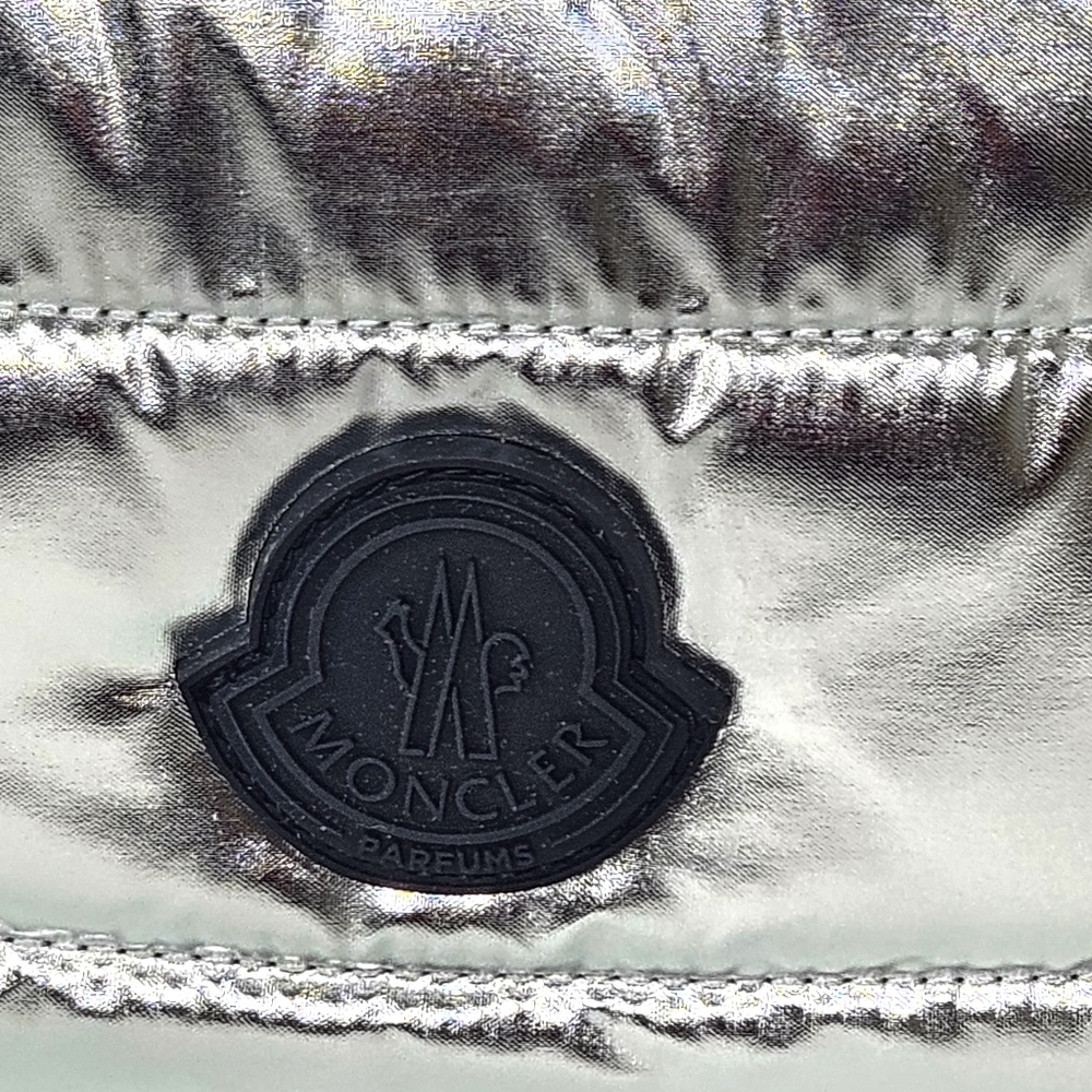 Moncler Parfums Quilted Metallic Silver Cosmetic Travel Pouch - Picture 3 of 12